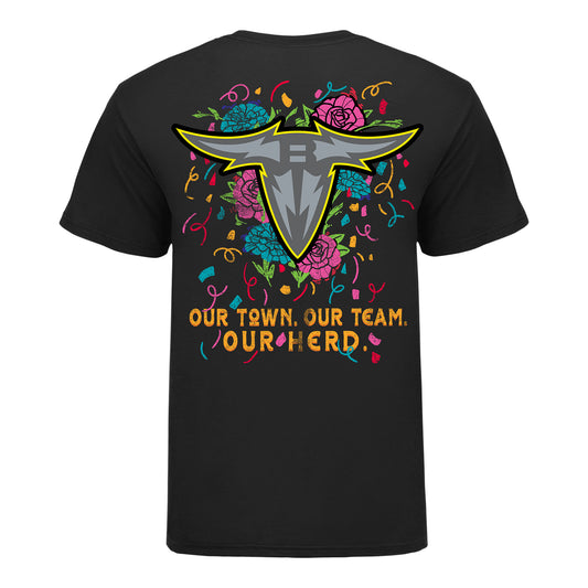 San Antonio Brahmas Fiesta Men's T-Shirt In Black - Back View